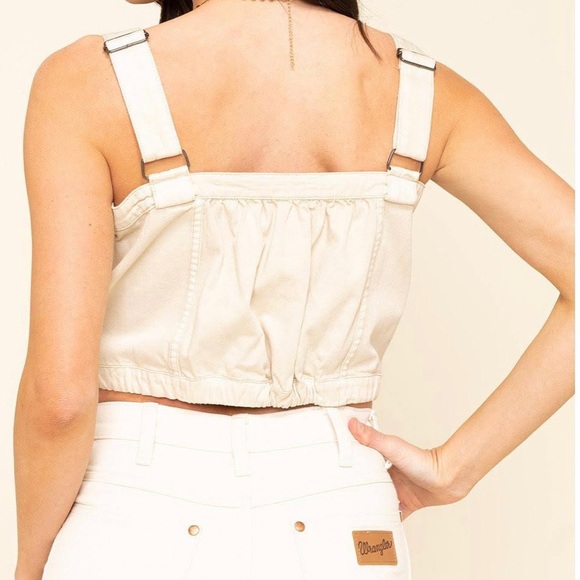 We the free crop khaki denim top - Picture 4 of 4